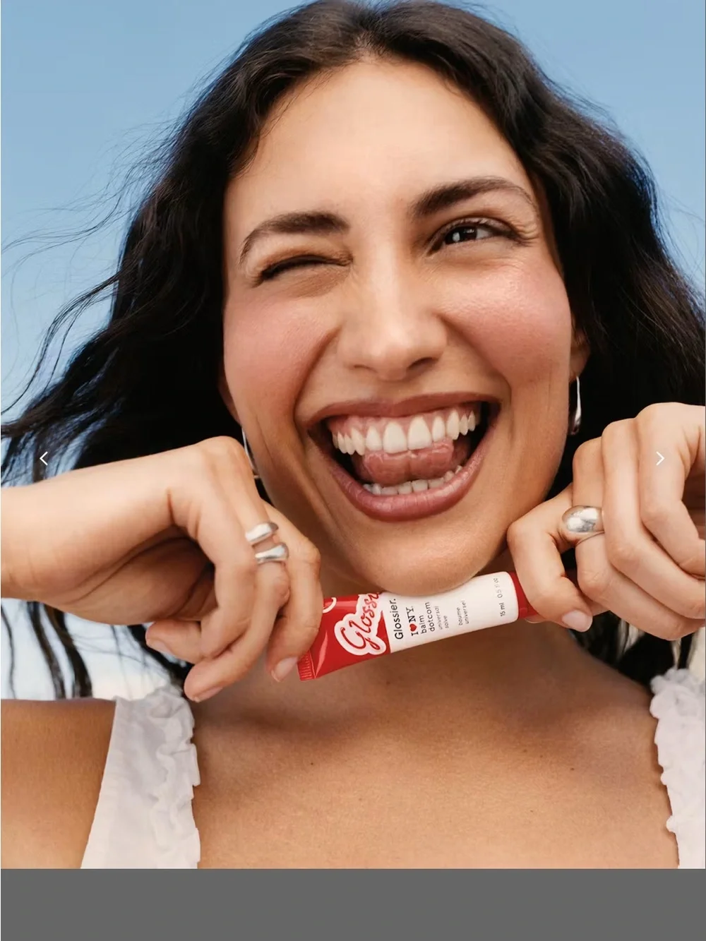 Glossier Balm Dotcom I ❤️ NY Lip Salve — Red & White Tube